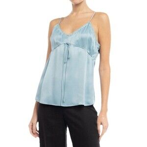 Y2K Cami Size Small Babydoll Drawstring Satin Blue